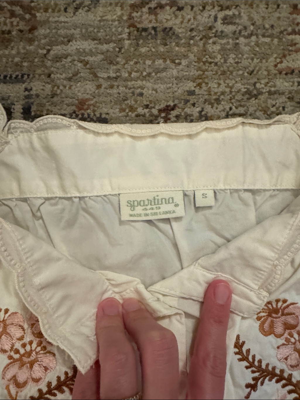 Nwot Spartina White Floral Embroidered Button-Front Tank Top — image 2 of 4